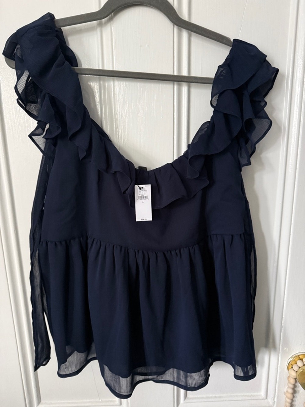 Banana Republic Navy Ruffle Peplum Camisole